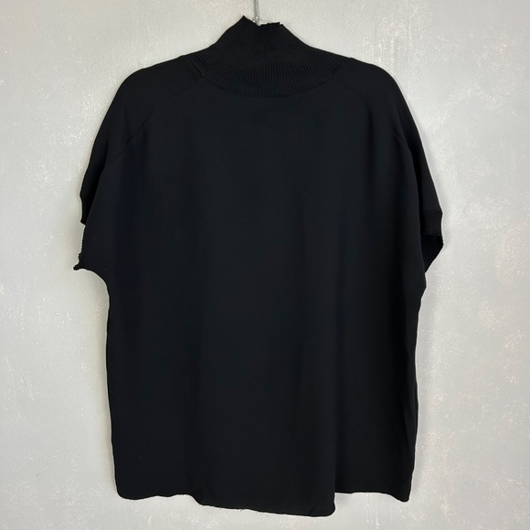 Vince women size M high neck dolman sleeve blouse black oversized hi low hem - Picture 5 of 9